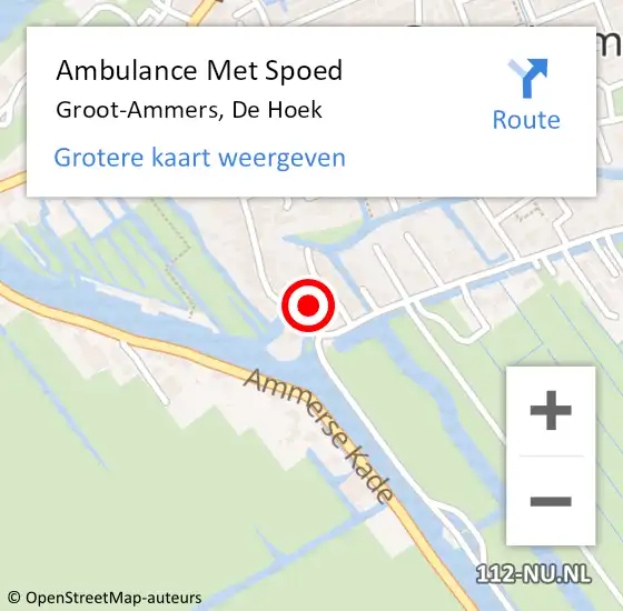 Locatie op kaart van de 112 melding: Ambulance Met Spoed Naar Hoek, De Hoek op 17 september 2024 15:40