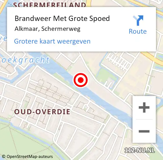 Locatie op kaart van de 112 melding: Brandweer Met Grote Spoed Naar Alkmaar, Schermerweg op 17 september 2024 15:47