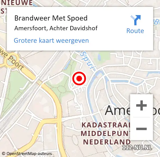 Locatie op kaart van de 112 melding: Brandweer Met Spoed Naar Amersfoort, Achter Davidshof op 17 september 2024 15:57