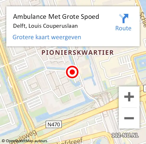 Locatie op kaart van de 112 melding: Ambulance Met Grote Spoed Naar Delft, Louis Couperuslaan op 17 september 2024 16:05