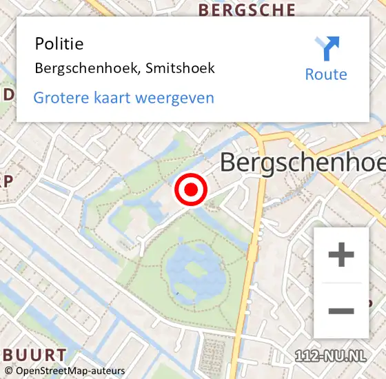 Locatie op kaart van de 112 melding: Politie Bergschenhoek, Smitshoek op 17 september 2024 16:11