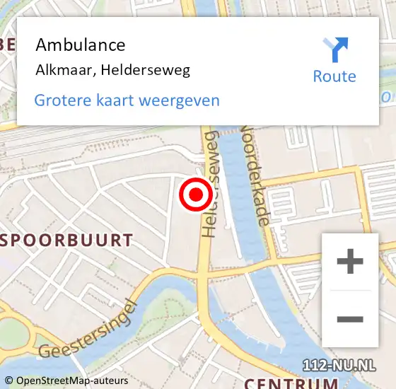 Locatie op kaart van de 112 melding: Ambulance Alkmaar, Helderseweg op 17 september 2024 16:20