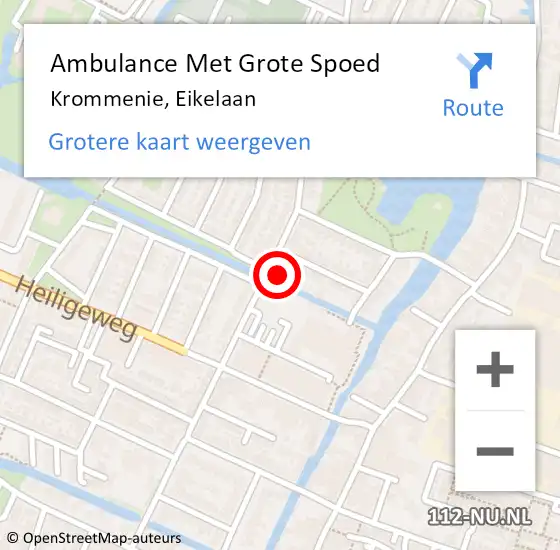 Locatie op kaart van de 112 melding: Ambulance Met Grote Spoed Naar Krommenie, Eikelaan op 17 september 2024 16:24