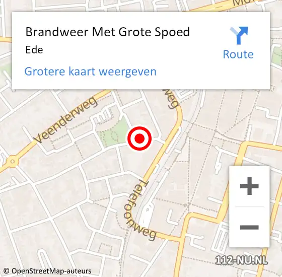 Locatie op kaart van de 112 melding: Brandweer Met Grote Spoed Naar Ede op 17 september 2024 16:26