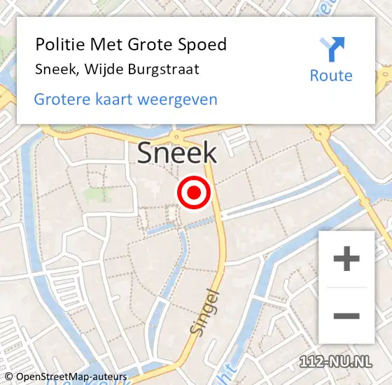 Locatie op kaart van de 112 melding: Politie Met Grote Spoed Naar Sneek, Wijde Burgstraat op 17 september 2024 16:27