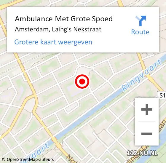 Locatie op kaart van de 112 melding: Ambulance Met Grote Spoed Naar Amsterdam, Laing's Nekstraat op 17 september 2024 16:34