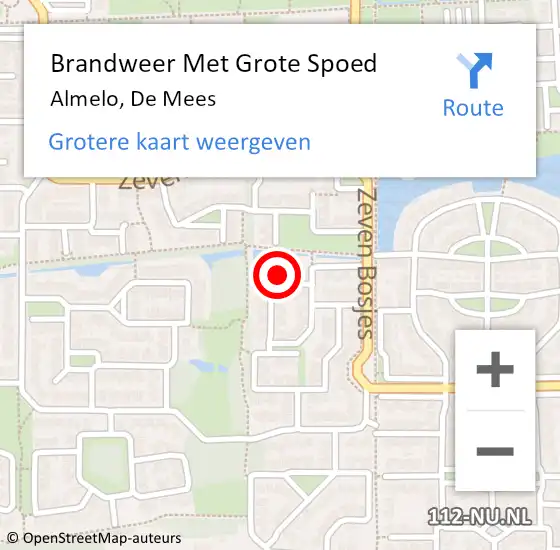 Locatie op kaart van de 112 melding: Brandweer Met Grote Spoed Naar Almelo, De Mees op 17 september 2024 16:41