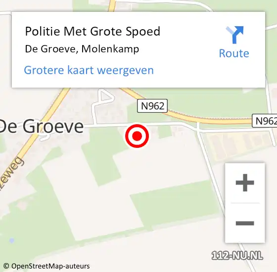 Locatie op kaart van de 112 melding: Politie Met Grote Spoed Naar De Groeve, Molenkamp op 17 september 2024 16:44