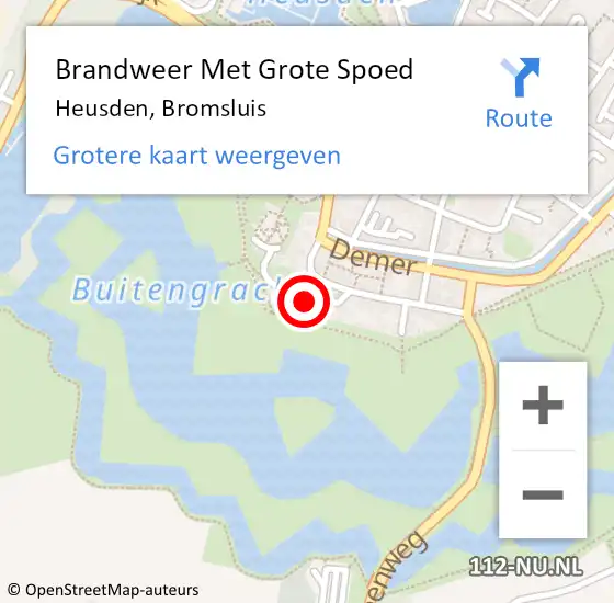 Locatie op kaart van de 112 melding: Brandweer Met Grote Spoed Naar Heusden, Bromsluis op 17 september 2024 16:46