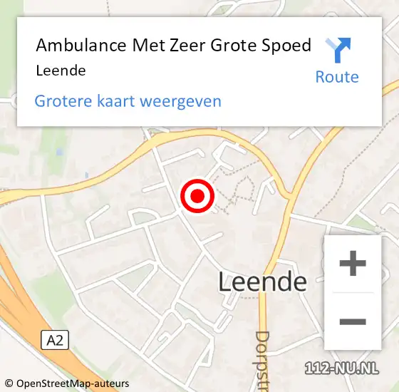 Locatie op kaart van de 112 melding: Ambulance Met Zeer Grote Spoed Naar Leende op 17 september 2024 16:46