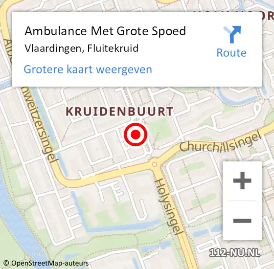 Locatie op kaart van de 112 melding: Ambulance Met Grote Spoed Naar Vlaardingen, Fluitekruid op 17 september 2024 16:49