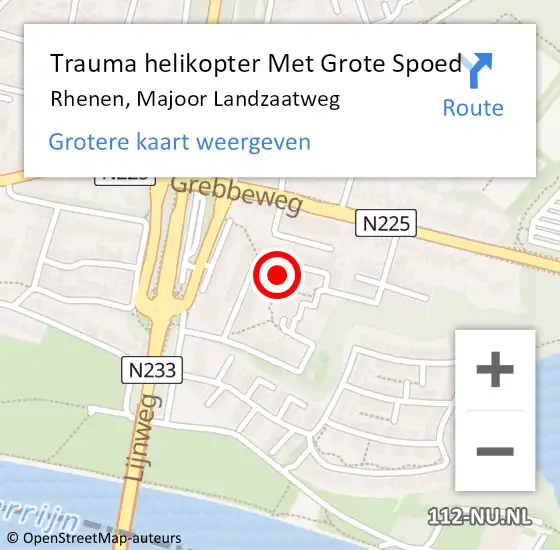 Locatie op kaart van de 112 melding: Trauma helikopter Met Grote Spoed Naar Rhenen, Majoor Landzaatweg op 17 september 2024 16:53