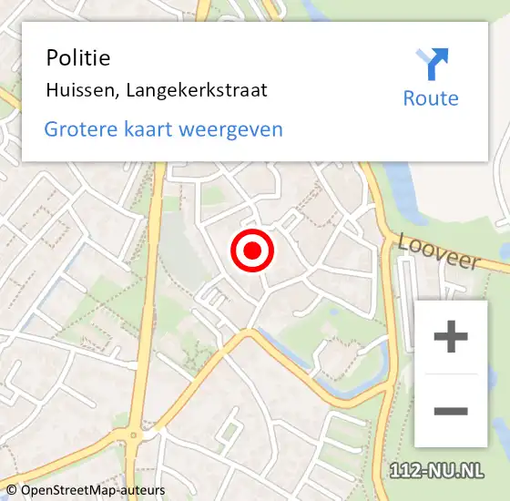 Locatie op kaart van de 112 melding: Politie Huissen, Langekerkstraat op 17 september 2024 17:18