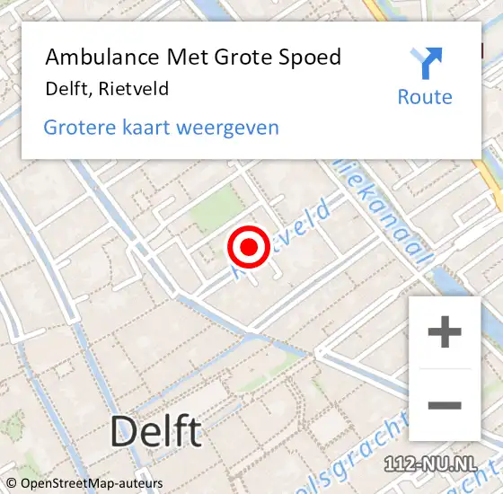 Locatie op kaart van de 112 melding: Ambulance Met Grote Spoed Naar Delft, Rietveld op 17 september 2024 17:28