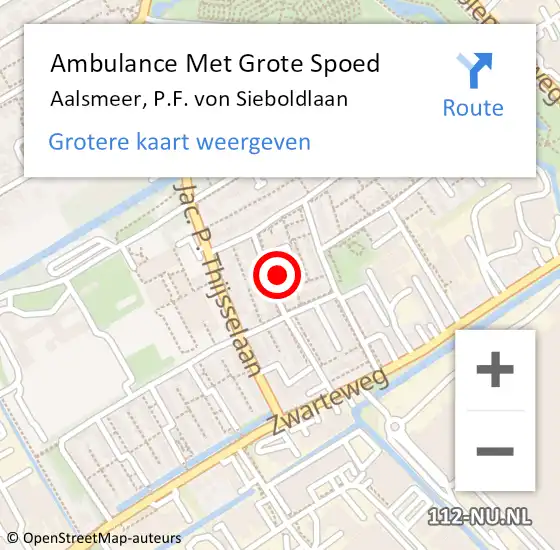 Locatie op kaart van de 112 melding: Ambulance Met Grote Spoed Naar Aalsmeer, P.F. von Sieboldlaan op 17 september 2024 17:34