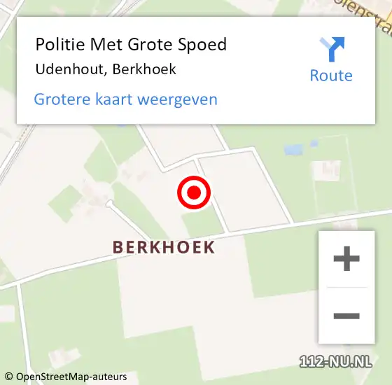 Locatie op kaart van de 112 melding: Politie Met Grote Spoed Naar Udenhout, Berkhoek op 17 september 2024 17:40