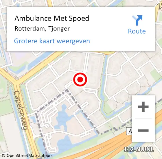 Locatie op kaart van de 112 melding: Ambulance Met Spoed Naar Rotterdam, Tjonger op 17 september 2024 17:43