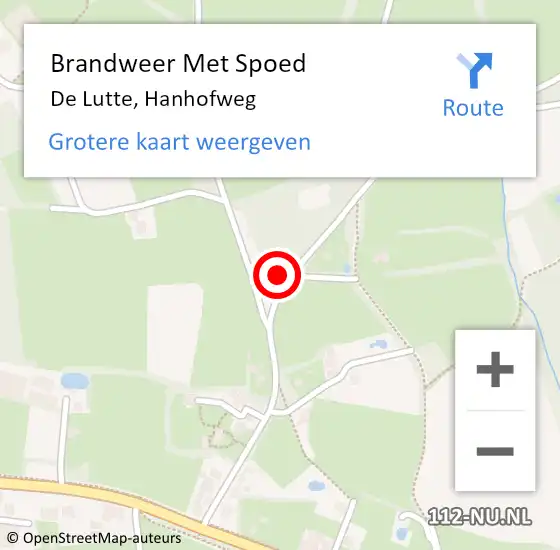 Locatie op kaart van de 112 melding: Brandweer Met Spoed Naar De Lutte, Hanhofweg op 17 september 2024 17:48