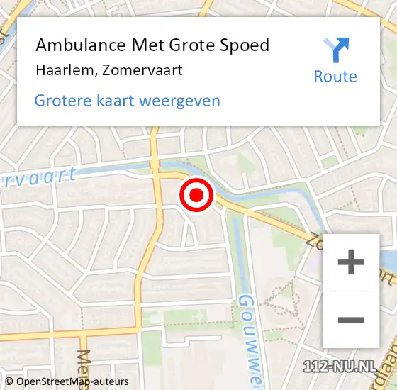 Locatie op kaart van de 112 melding: Ambulance Met Grote Spoed Naar Haarlem, Zomervaart op 17 september 2024 18:10