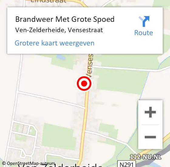 Locatie op kaart van de 112 melding: Brandweer Met Grote Spoed Naar Ven-Zelderheide, Vensestraat op 17 september 2024 18:19