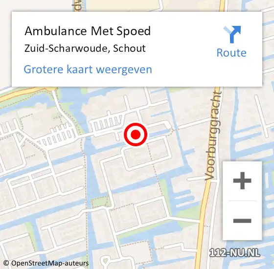 Locatie op kaart van de 112 melding: Ambulance Met Spoed Naar Zuid-Scharwoude, Schout op 17 september 2024 18:27