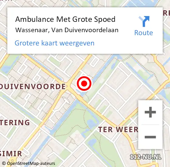 Locatie op kaart van de 112 melding: Ambulance Met Grote Spoed Naar Wassenaar, Van Duivenvoordelaan op 17 september 2024 18:34