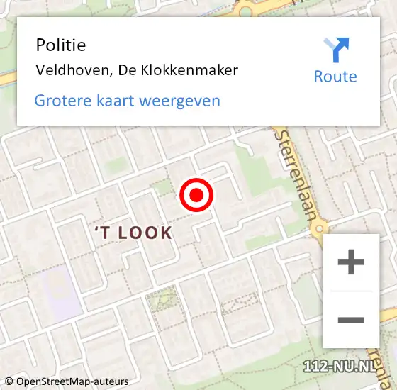 Locatie op kaart van de 112 melding: Politie Veldhoven, De Klokkenmaker op 17 september 2024 19:00