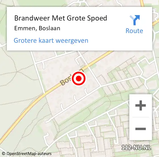 Locatie op kaart van de 112 melding: Brandweer Met Grote Spoed Naar Emmen, Boslaan op 17 september 2024 19:04