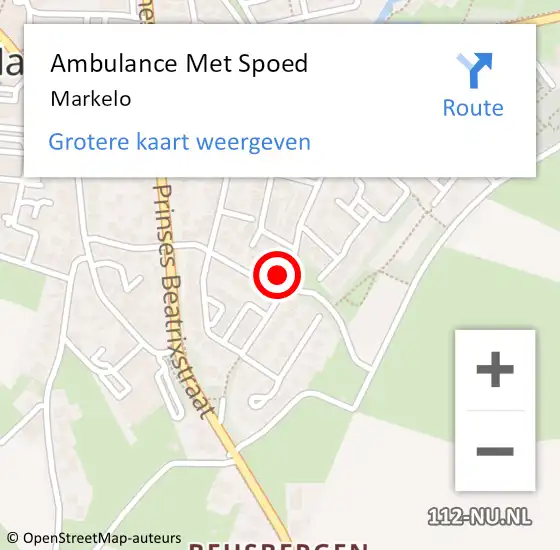 Locatie op kaart van de 112 melding: Ambulance Met Spoed Naar Markelo op 17 september 2024 19:13