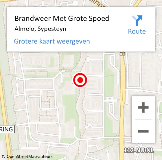 Locatie op kaart van de 112 melding: Brandweer Met Grote Spoed Naar Almelo, Sypesteyn op 17 september 2024 19:17