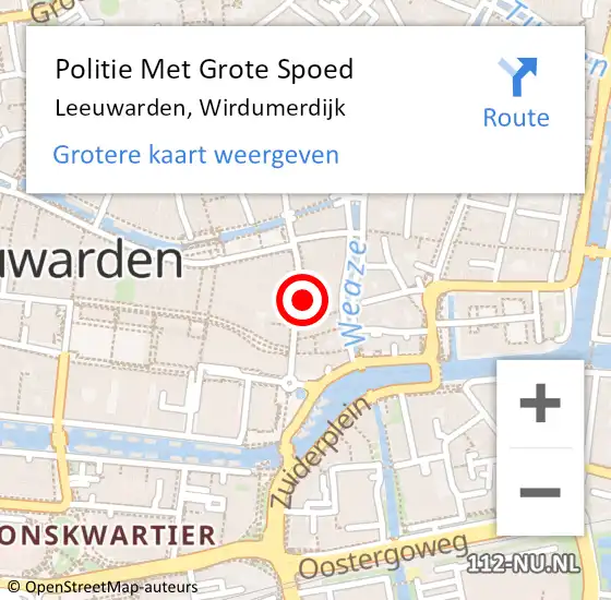 Locatie op kaart van de 112 melding: Politie Met Grote Spoed Naar Leeuwarden, Wirdumerdijk op 17 september 2024 19:19