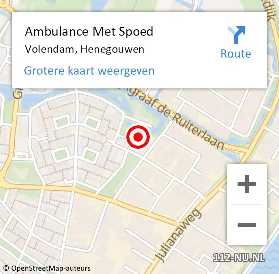 Locatie op kaart van de 112 melding: Ambulance Met Spoed Naar Volendam, Henegouwen op 17 september 2024 19:29