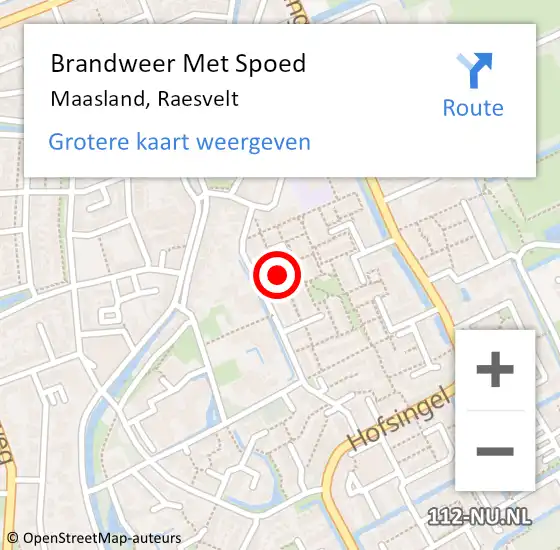 Locatie op kaart van de 112 melding: Brandweer Met Spoed Naar Maasland, Raesvelt op 17 september 2024 20:12