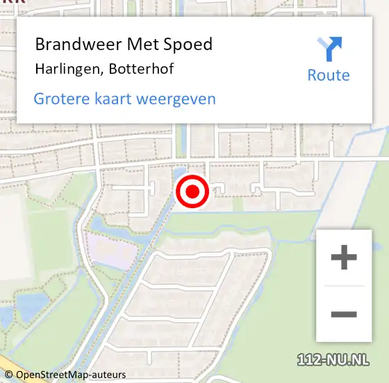 Locatie op kaart van de 112 melding: Brandweer Met Spoed Naar Harlingen, Botterhof op 17 september 2024 20:12