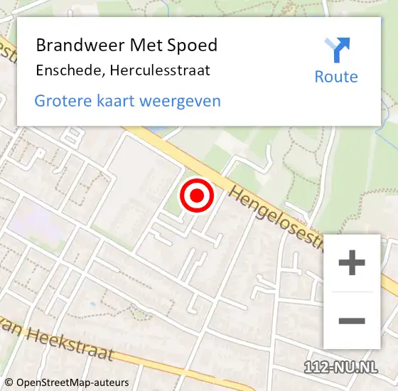 Locatie op kaart van de 112 melding: Brandweer Met Spoed Naar Enschede, Herculesstraat op 17 september 2024 20:36