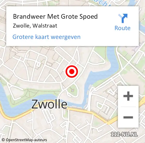 Locatie op kaart van de 112 melding: Brandweer Met Grote Spoed Naar Zwolle, Walstraat op 17 september 2024 21:06