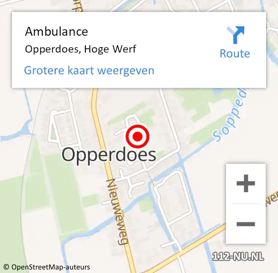 Locatie op kaart van de 112 melding: Ambulance Opperdoes, Hoge Werf op 17 september 2024 21:10