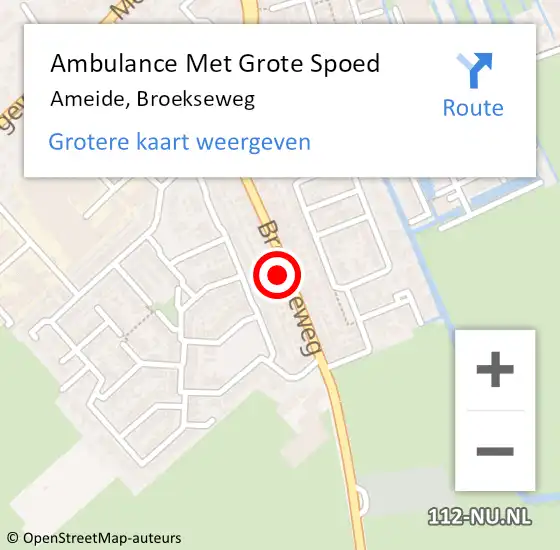 Locatie op kaart van de 112 melding: Ambulance Met Grote Spoed Naar Ameide, Broekseweg op 17 september 2024 21:20