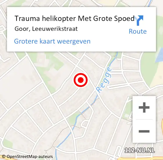 Locatie op kaart van de 112 melding: Trauma helikopter Met Grote Spoed Naar Goor, Leeuwerikstraat op 17 september 2024 21:30