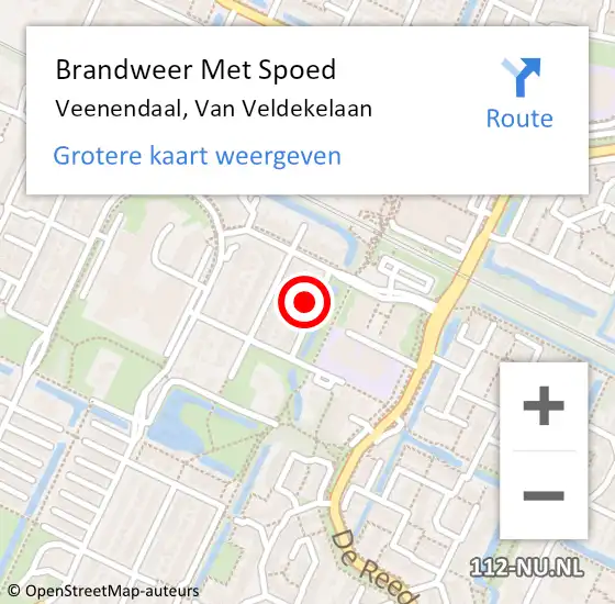 Locatie op kaart van de 112 melding: Brandweer Met Spoed Naar Veenendaal, Van Veldekelaan op 17 september 2024 21:49