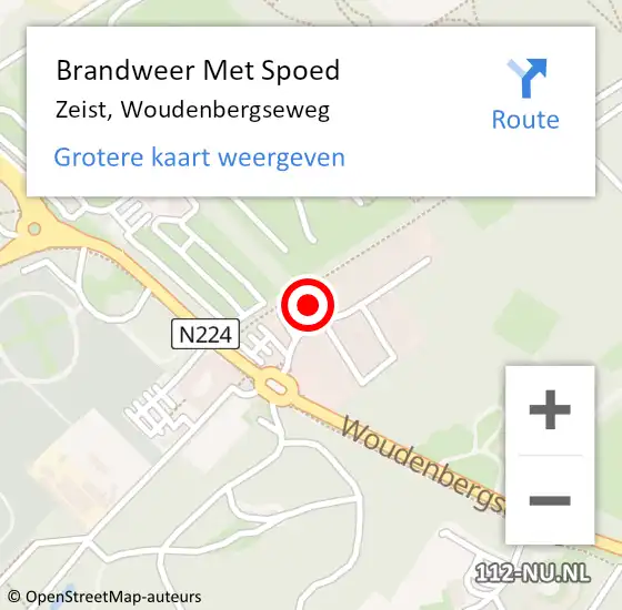 Locatie op kaart van de 112 melding: Brandweer Met Spoed Naar Zeist, Woudenbergseweg op 17 september 2024 21:54