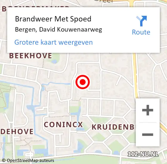 Locatie op kaart van de 112 melding: Brandweer Met Spoed Naar Bergen, David Kouwenaarweg op 17 september 2024 22:01