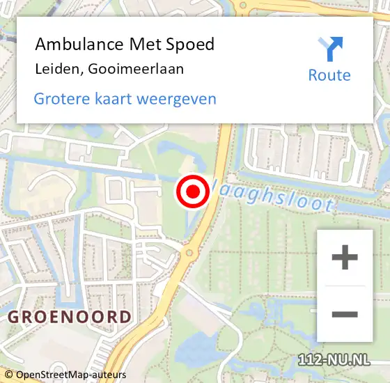 Locatie op kaart van de 112 melding: Ambulance Met Spoed Naar Leiden, Gooimeerlaan op 17 september 2024 22:11