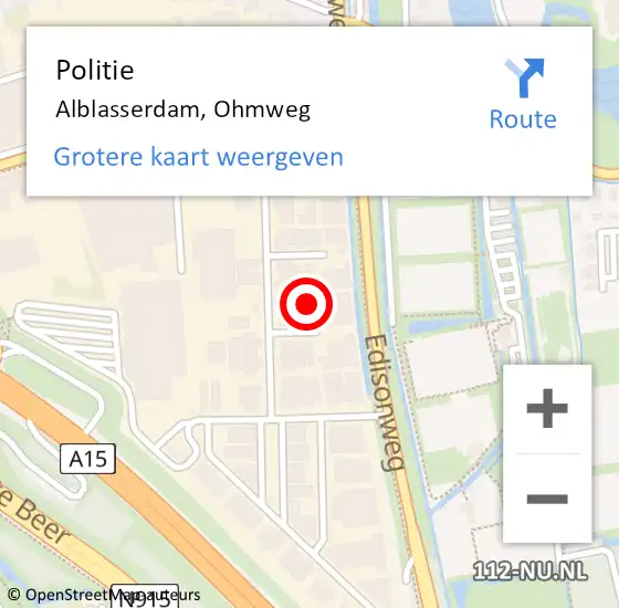 Locatie op kaart van de 112 melding: Politie Alblasserdam, Ohmweg op 17 september 2024 22:29