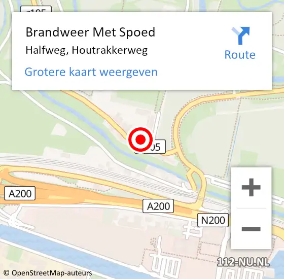 Locatie op kaart van de 112 melding: Brandweer Met Spoed Naar Halfweg, Houtrakkerweg op 17 september 2024 22:41