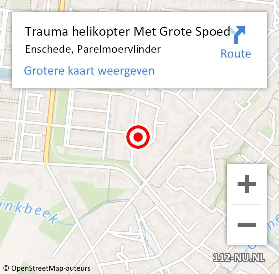 Locatie op kaart van de 112 melding: Trauma helikopter Met Grote Spoed Naar Enschede, Parelmoervlinder op 17 september 2024 22:48