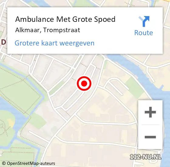 Locatie op kaart van de 112 melding: Ambulance Met Grote Spoed Naar Alkmaar, Trompstraat op 17 september 2024 23:28