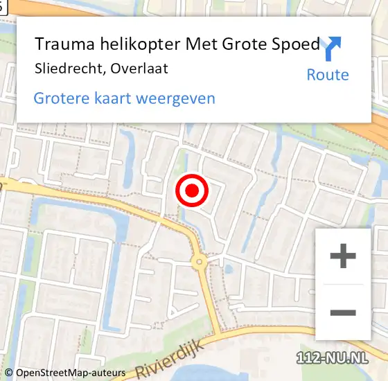 Locatie op kaart van de 112 melding: Trauma helikopter Met Grote Spoed Naar Sliedrecht, Overlaat op 17 september 2024 23:45