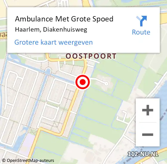 Locatie op kaart van de 112 melding: Ambulance Met Grote Spoed Naar Haarlem, Diakenhuisweg op 17 september 2024 23:59