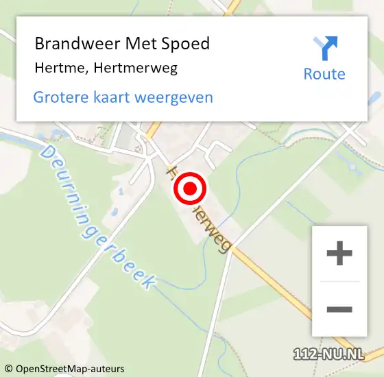 Locatie op kaart van de 112 melding: Brandweer Met Spoed Naar Hertme, Hertmerweg op 18 september 2024 00:18